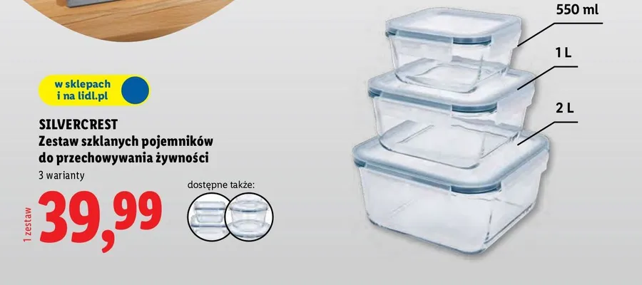 Zestaw szklanych pojemników do przechowywania żywności promocja w Lidl