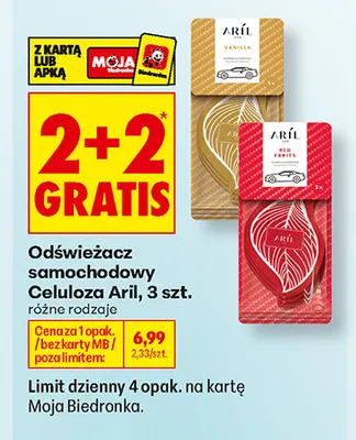 Odświeżacz samochodowy Celuloza Aril Vanilla 3-pak promocja w Biedronka