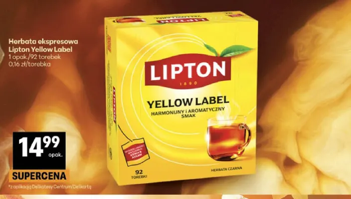 Herbata ekspresowa Lipton Yellow Label promocja w Delikatesy Centrum