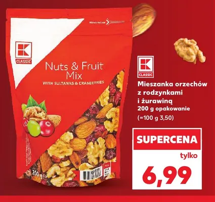 Mieszanka orzechów z rodzynkami i żurawiną K-Classic promocja w Kaufland