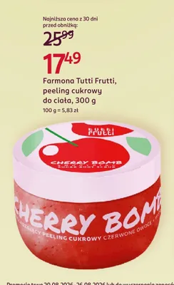 Peeling cukrowy do ciała Farmona Tutti Frutti Cherry Bomb promocja w Rossmann