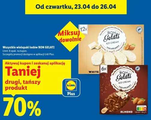 Lody wielopak White Bon Gelati promocja w Lidl
