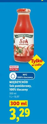 Sok pomidorowy 100% tłoczony NFC Międzychód promocja w Lidl