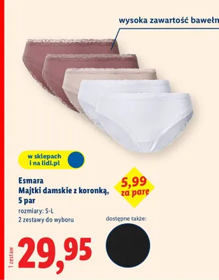Majtki damskie z koronką, 5 par promocja w Lidl