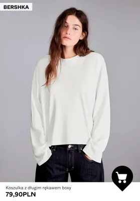 Koszulka z długim rękawem boxy Bershka promocja w Bershka