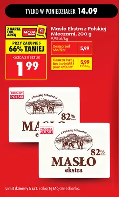 Masło ekstra z Polskiej Mleczarni promocja w Biedronka