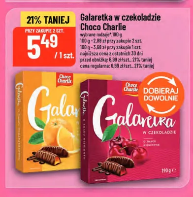 Galaretka w czekoladzie Choco Charlie o smaku wiśniowym promocja w POLOmarket