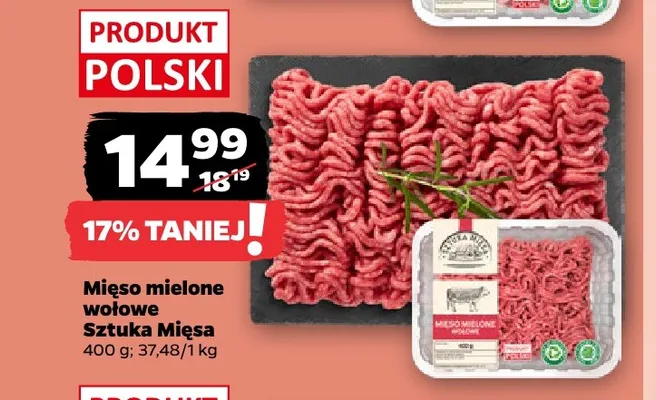 Mięso mielone wołowe Sztuka Mięsa promocja w Netto