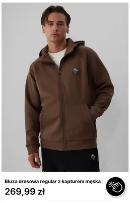 Bluza dresowa regular z kapturem męska promocja w 4F
