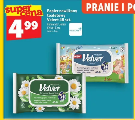 Papier nawilżany toaletowy Velvet Junior promocja w TOPAZ