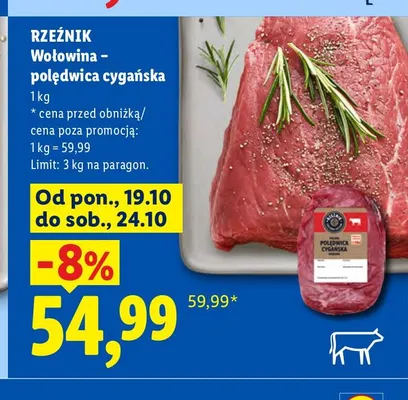 Wołowina polędwica cygańska Rzeźnik promocja w Lidl