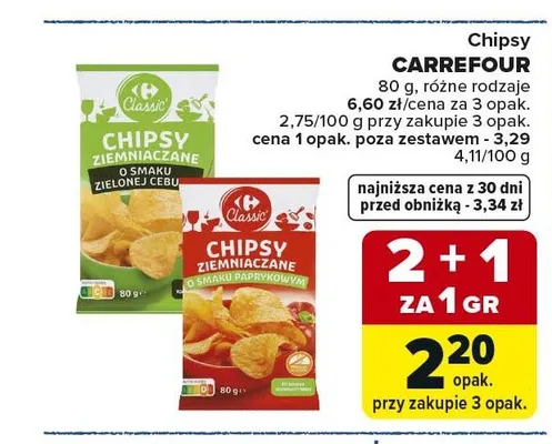 Chipsy ziemniaczane o smaku paprykowym Carrefour promocja w Carrefour Market