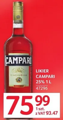 Likier Campari 25% 1 l promocja w Selgros