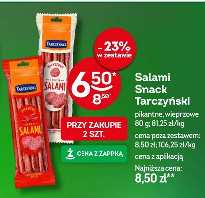 Salami Snack Tarczyński wieprzowe promocja w Żabka