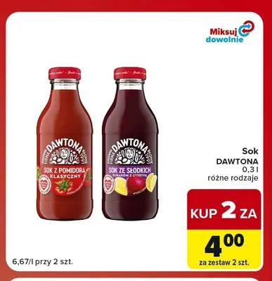 Sok Dawtona ze słodkich buraków z cytryną promocja w Carrefour Market