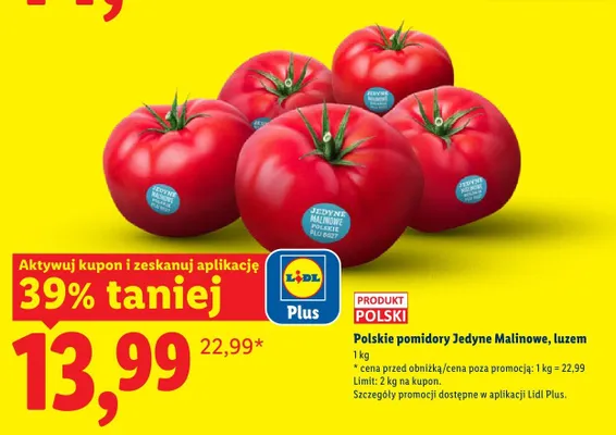 Pomidory malinowe polskie Jedyne Malinowe luzem Lidl promocja w Lidl