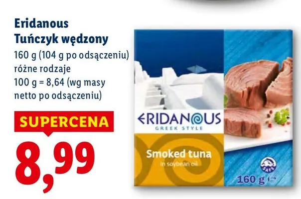 Tuńczyk wędzony Eridanous promocja w Lidl