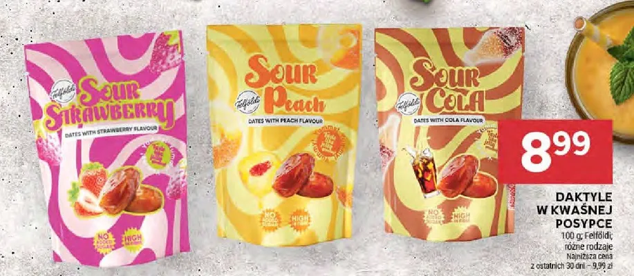 Daktyle w kwaśnej posypce Sour Strawberry promocja w Stokrotka