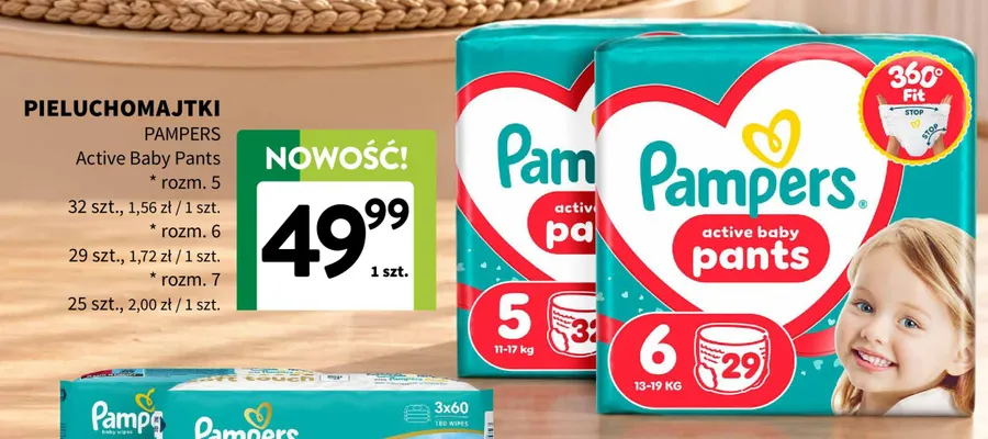 Pieluchomajtki Pampers Active Baby Pants rozm. 6 promocja w Intermarche