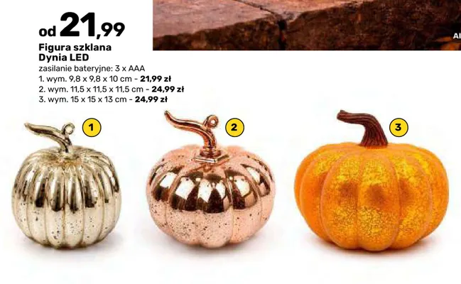 Figura szklana Dynia LED wym. 9,8x9,8x10 cm promocja w Bricomarche