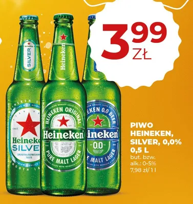 Piwo Heineken silver, 0,0% promocja w Duży Ben