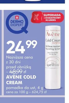 Pomadka do ust Avène Cold Cream promocja w Super-Pharm