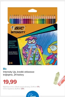 Kredki ołówkowe trójkątne Bic Intensity Up 24 kolory promocja w Smyk