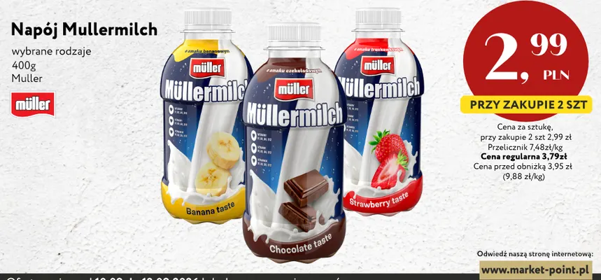 Napój Müllermilch o smaku bananowym Müller promocja w Market Point