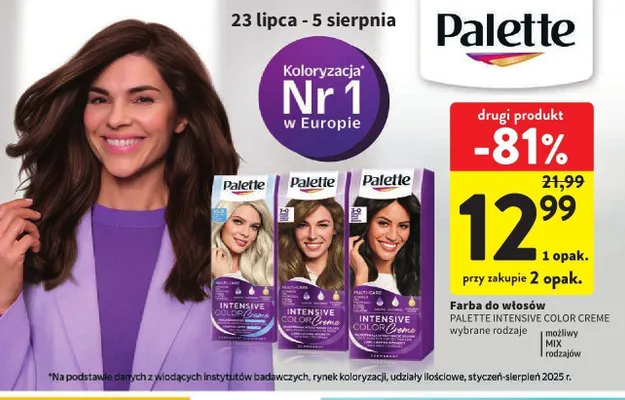 Farba do włosów Palette Intensive Color Creme promocja w Intermarche
