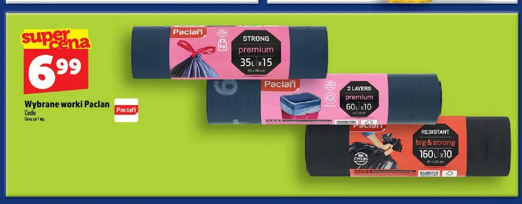 Worki na śmieci Paclan premium 60l promocja w TOPAZ
