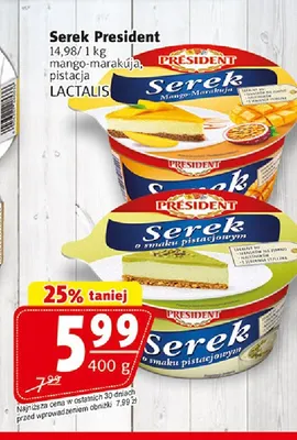 Serek President mango-marakuja promocja w Prim Market