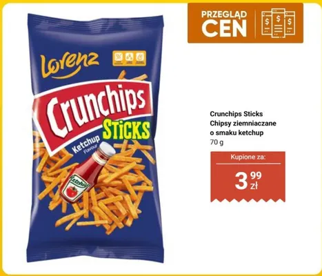 Chipsy ziemniaczane Crunchips Sticks o smaku ketchup promocja w Biedronka