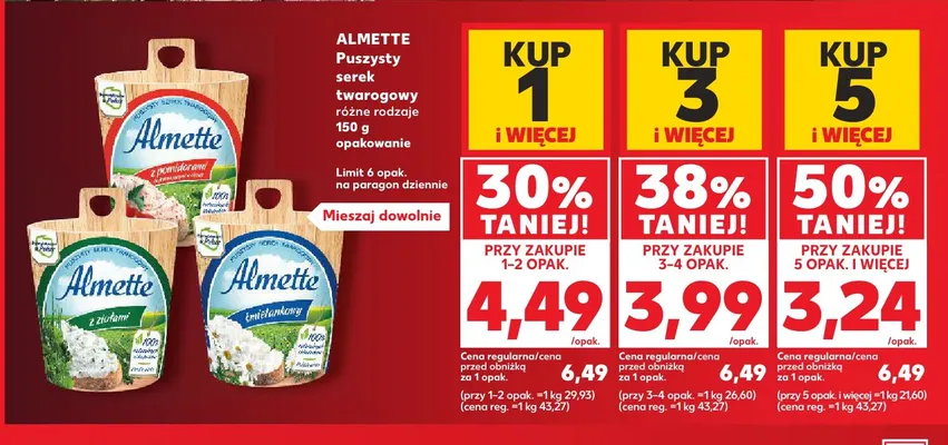 Puszysty serek twarogowy Almette z ziołami promocja w Kaufland