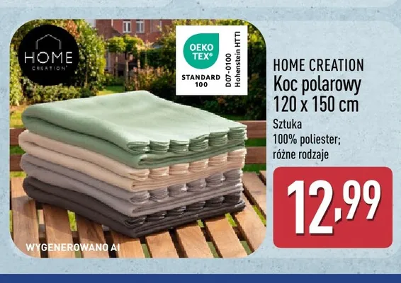 Koc polarowy HOME CREATION 120x150 cm promocja w Aldi
