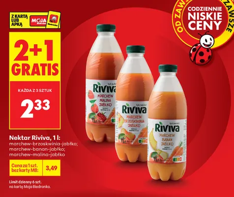 Nektar marchew-banan-jabłko 1 l 2+1 GRATIS promocja w Biedronka