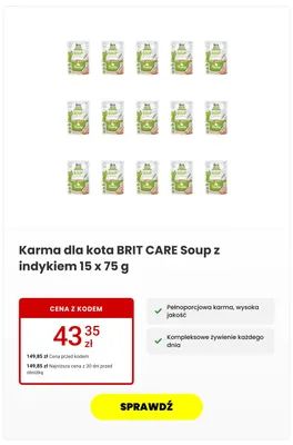 Karma dla kota Brit Care Soup z indykiem 15-pak 75 g promocja w Media Expert