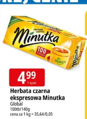 Herbata czarna ekspresowa Minutka promocja w Leclerc