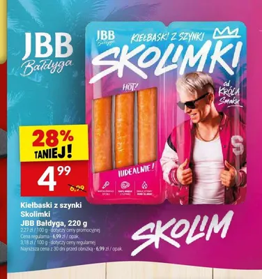 Kiełbaski z szynki Skolimki JBB Bałdyga promocja w Twój Market