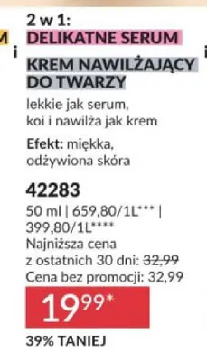 2 w 1: Delikatne serum i krem nawilżający do twarzy Avon Skin Gentle promocja w AVON