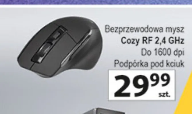 Mysz bezprzewodowa Cozy RF 2.4 GHz do 1600 dpi podpórka pod kciuk promocja w Auchan