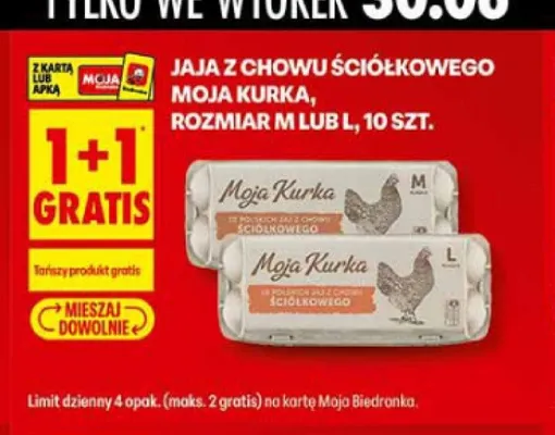 Jaja z chowu ściółkowego Moja Kurka rozmiar L promocja w Biedronka