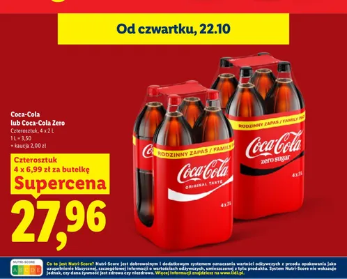 Napój gazowany Coca-Cola Zero 4-pak promocja w Lidl