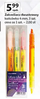 Zakreślacz dwustronny końcówka 4 mm, 3 szt. promocja w Auchan