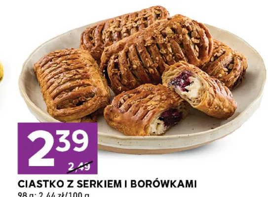 Ciasto z serkiem i borówkami promocja w Stokrotka