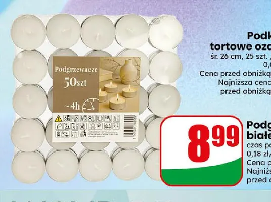 Podgrzewacze białe bezzapachowe promocja w Dino