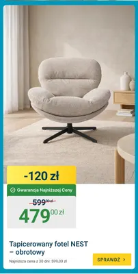 Tapicerowany fotel Nest obrotowy promocja w ERLI