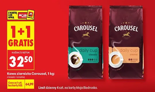 Kawa ziarnista Carousel, 1 kg classic promocja w Biedronka