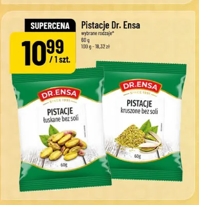 Pistacje kruszone bez soli Dr. Ensa promocja w POLOmarket