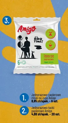 Talerze papierowe jednorazowe średnica 18cm Amigo promocja w POLOmarket