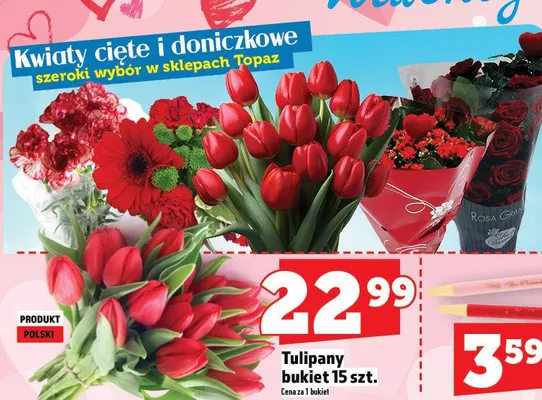 Kwiaty cięte tulipany bukiet 15 szt. promocja w TOPAZ
